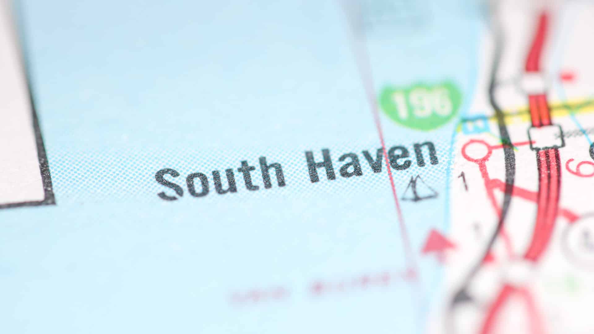 Close-up of a map showing the text "South Haven."